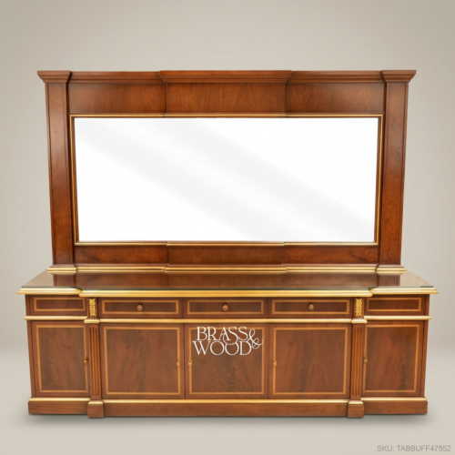 Brass & Wood Neoclassical Buffet with Mirror 01