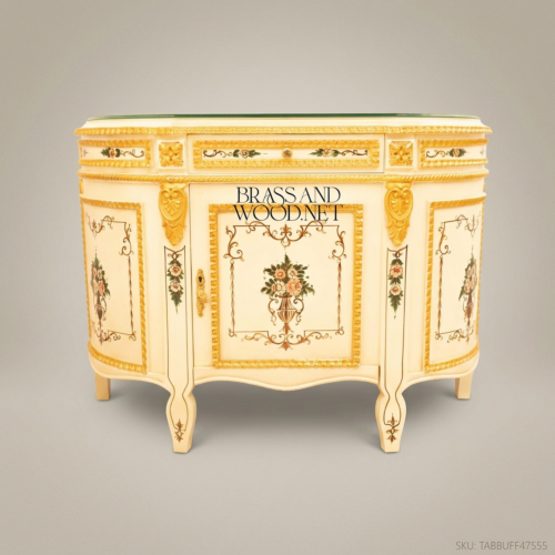 بوفيه لويس السادس عشر مطلي يدوياً بالعاج من Brass & Wood
