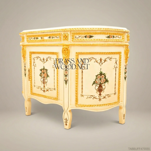 بوفيه لويس السادس عشر مطلي يدوياً بالعاج من Brass & Wood
