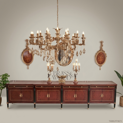 Brass & Wood بوفيه خشبي نيوكلاسيكي بتطعيمات