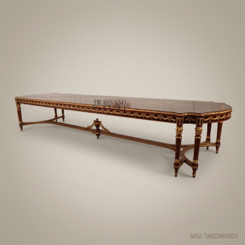 Brass & Wood Louis XVI Grand Dining Table