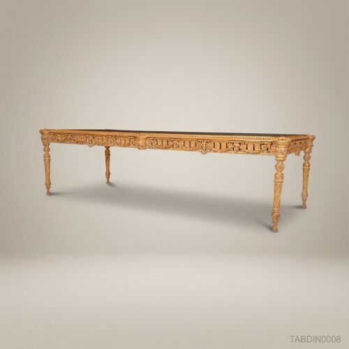 طاولة طعام نيوكلاسيكية مذهبة بالماركيتري من Brass & Wood