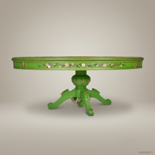 Verdant Floral Hand-Painted Round Dining Table 04