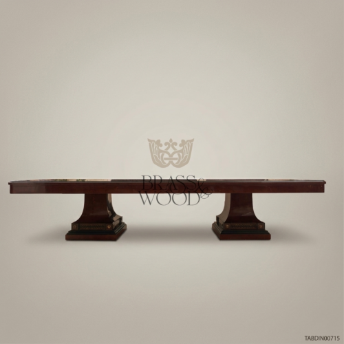 Brass & Wood Empire Double Pedestal Dining Table 08