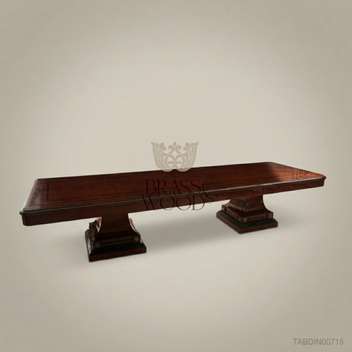 طاولة طعام امبراطورية بقاعدتين من Brass & Wood