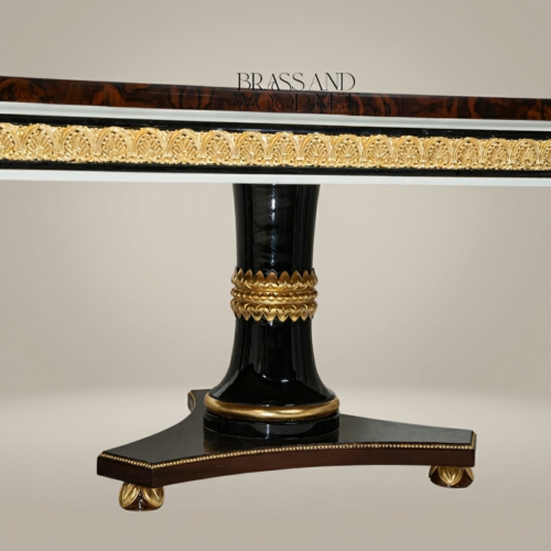Brass & Wood Empire Dual-Pedestal Dining Table 04