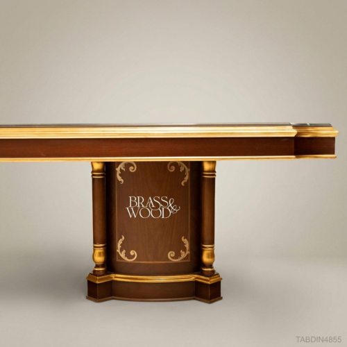 Brass & Wood Empire Inlaid Solid Wood Rectangular Dining Table