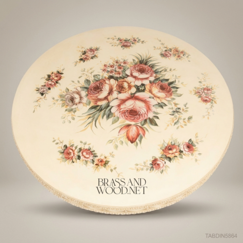 Ivory Floral Round Dining Table 04