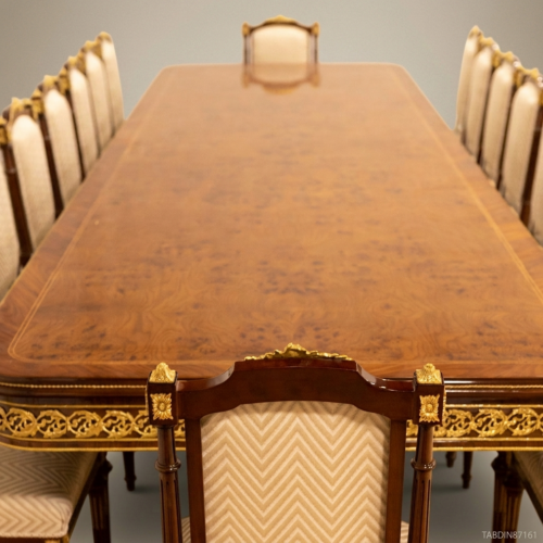 Brass & Wood Empire Burr Wood Dining Table with Gilt Bronze Mounts 01