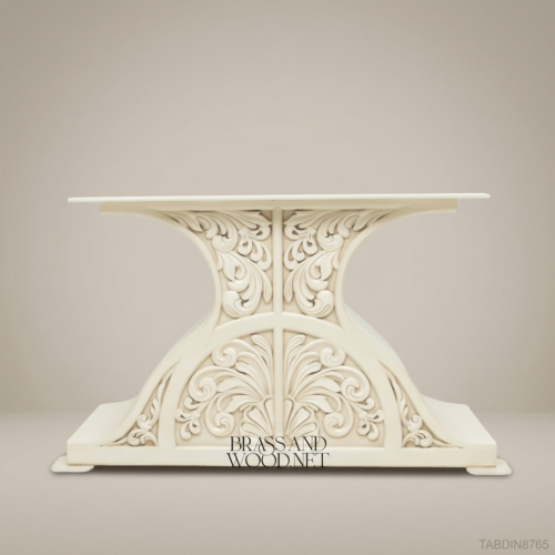 Brass & Wood Hand-Painted Carved Dining Table 01