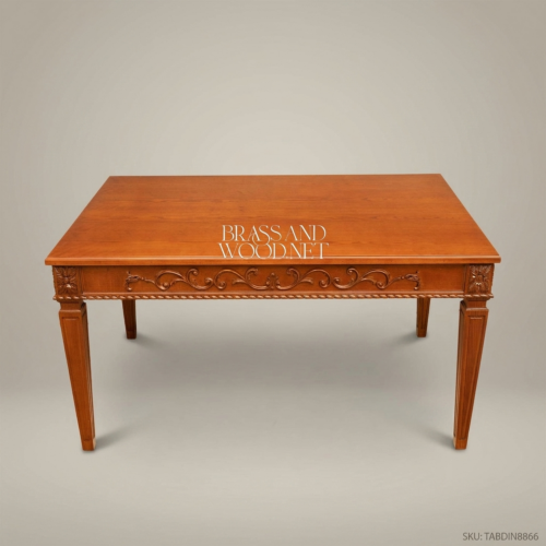 طاولة طعام خشبية منحوتة كلاسيكية من Brass & Wood