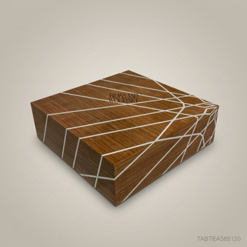 Contemporary Geometric Inlay Solid Wood Square Coffee Table 01