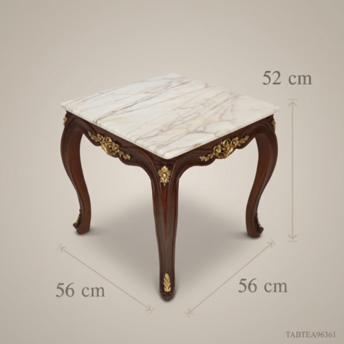 Louis XV Corner Table with Marble Top & Gilt Brass Accents 01